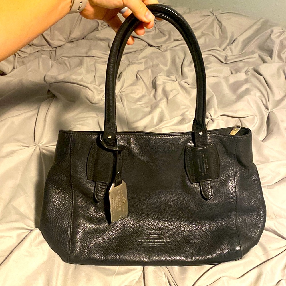 Genuine leather black Ralph Lauren tote bag